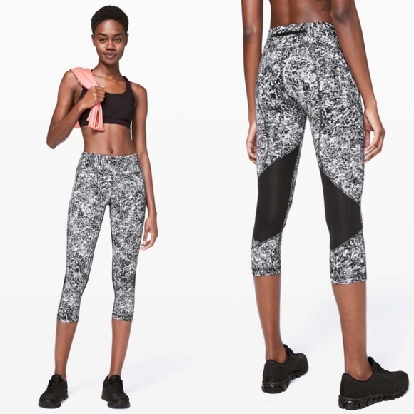 Lululemon Silver Drop Multi Black Pace Rival Crop Leggings 6 - Picture 2 of 7